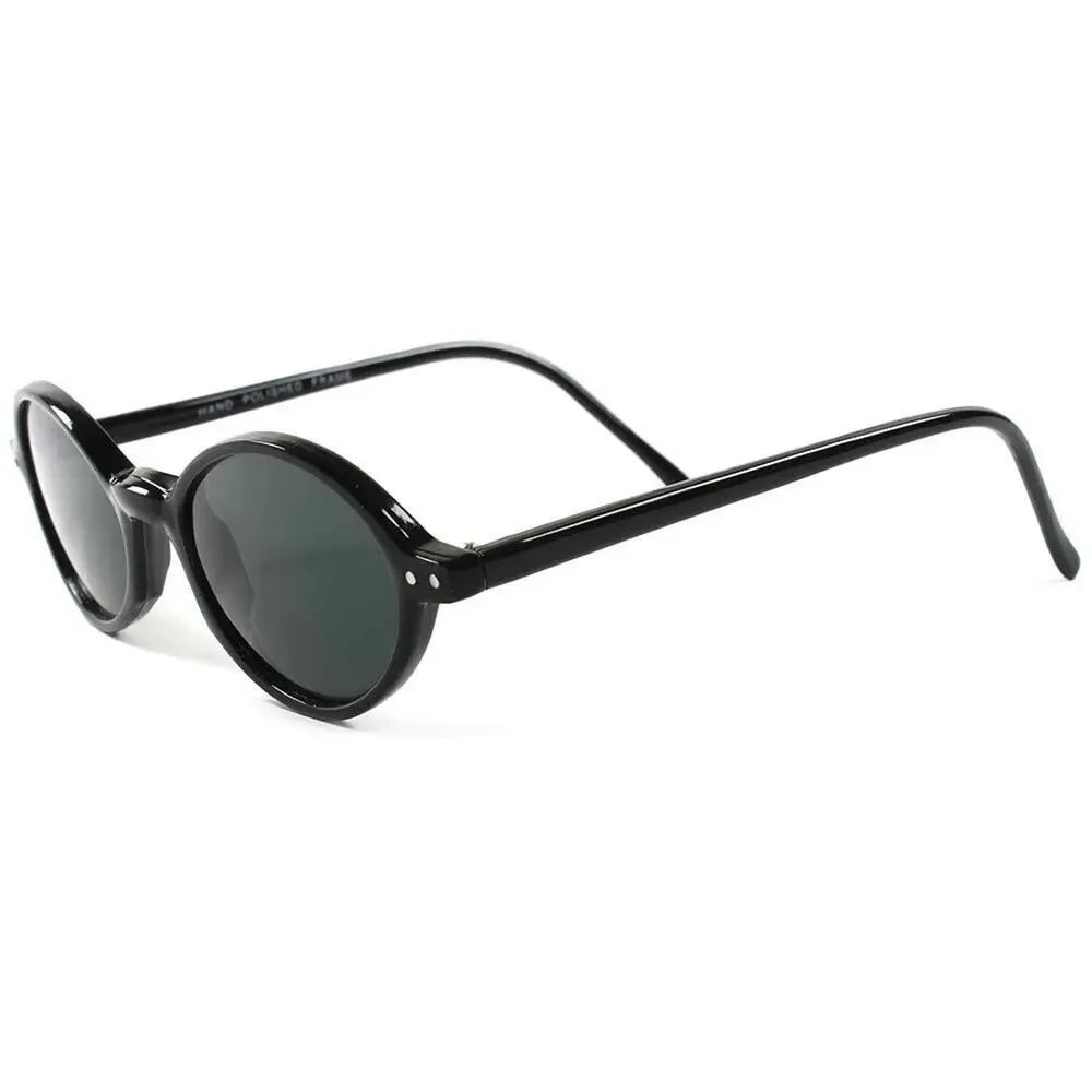 Black Vintage Retro 80's Old Fashion Mens Womens Small Round Sunglasses C63